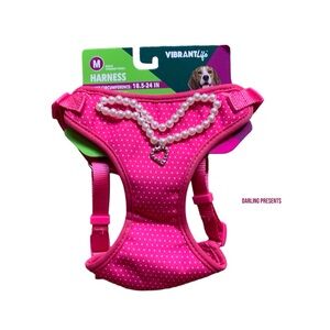 Vibrant Life Polkadot Pearl Dog Harness Color Pink Size M